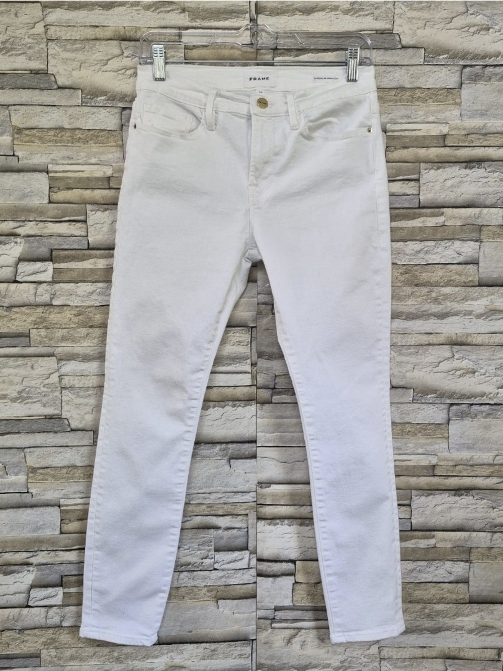 ​Frame Le Skinny de Jeanne Crop Jeans Women's Sz 28 White Denim Minimalist